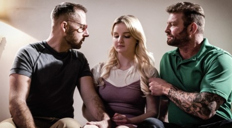 Young blonde Eliza Eves does a double penetration with older men 14218048